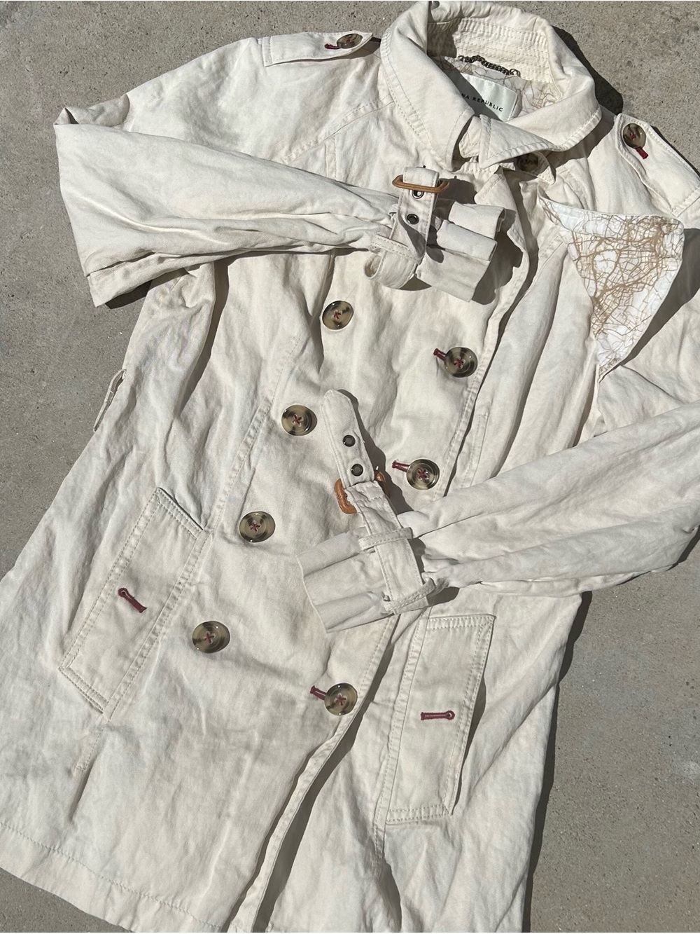 Banana Republic Cream Double Trench Coat